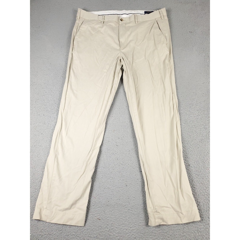 Ralph Lauren Pants Mens 40x32 Beige Casual Flat Front Chino Trousers *